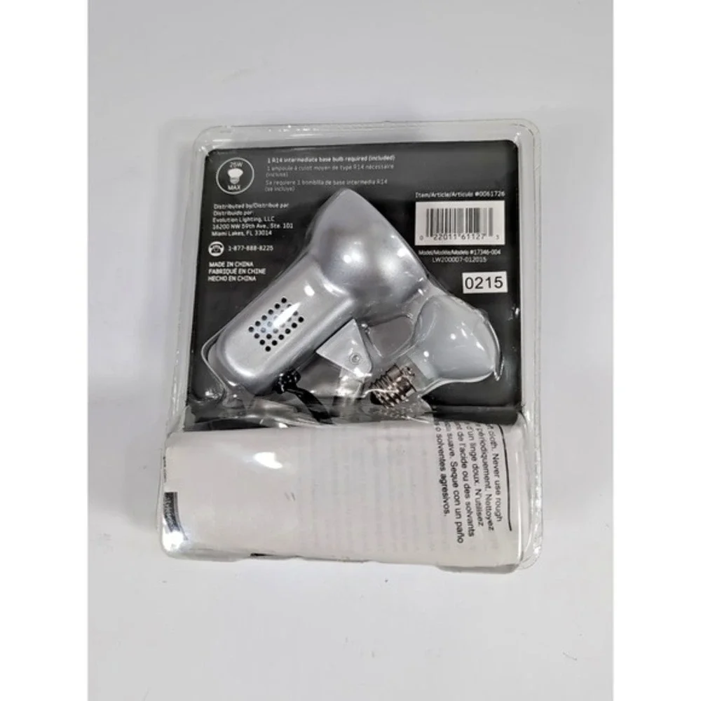 Home Style Selections Electric Clip-On Lamp Bulb Included Silver Painted 0061726